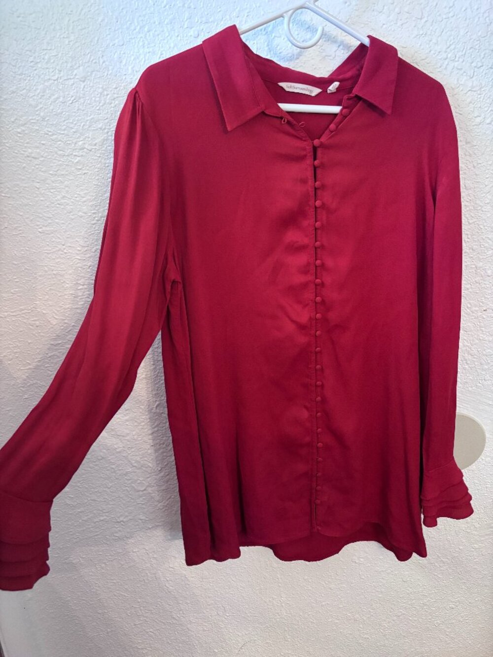 Soft Surroundings Red Button Tunic Top XL Holiday Office Elevated Basic